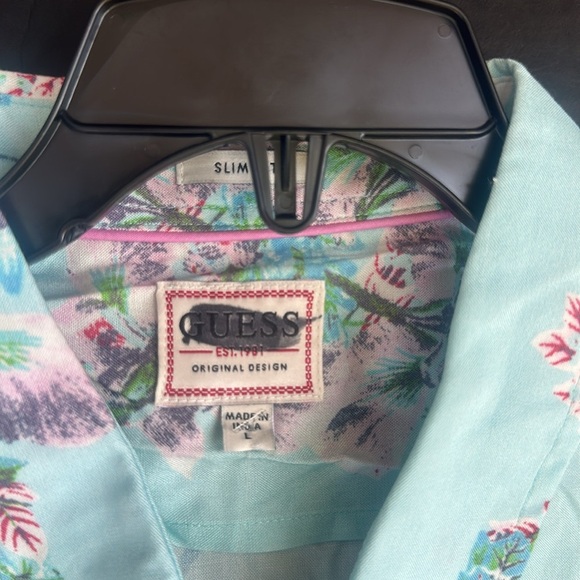 New GUESS Eco Rayon Wild Orchid Shirt SZ L - Picture 12 of 15